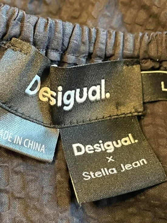 Desigual Stella Jean Jumpsuit L Embroidered Black Off Shoulder - Picture 7 of 13